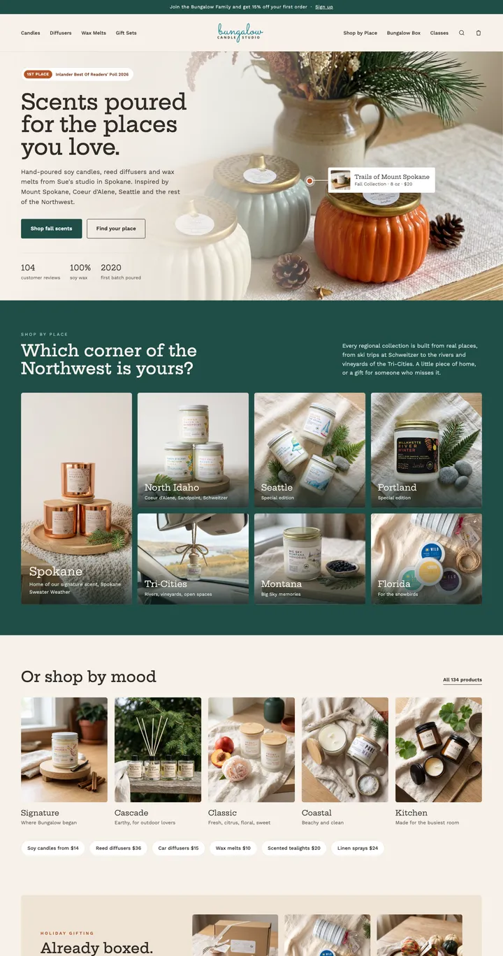 Bungalow Candle Studio Shopify store by The Indie Collab