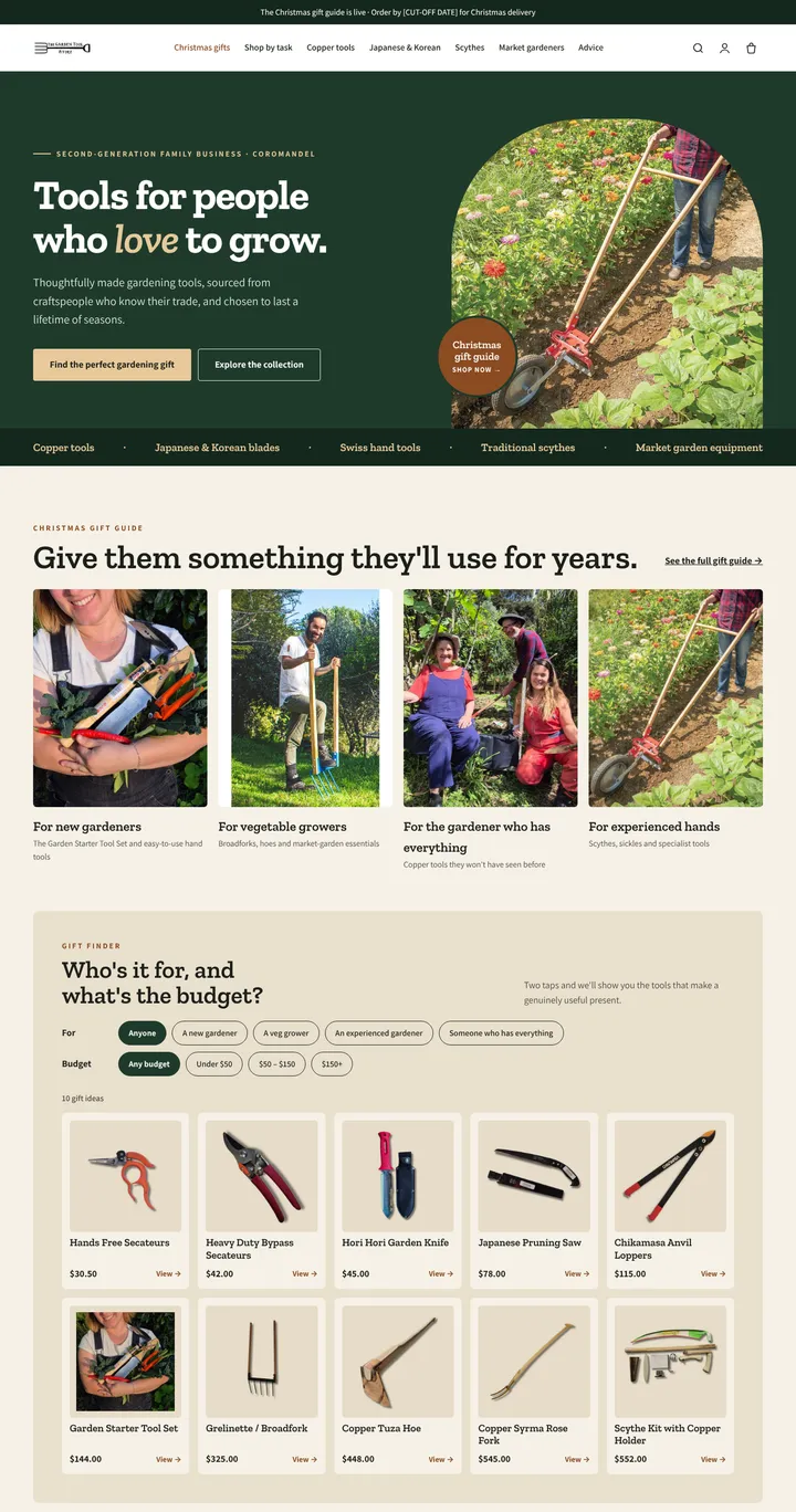The Garden Tool Store Shopify store by The Indie Collab